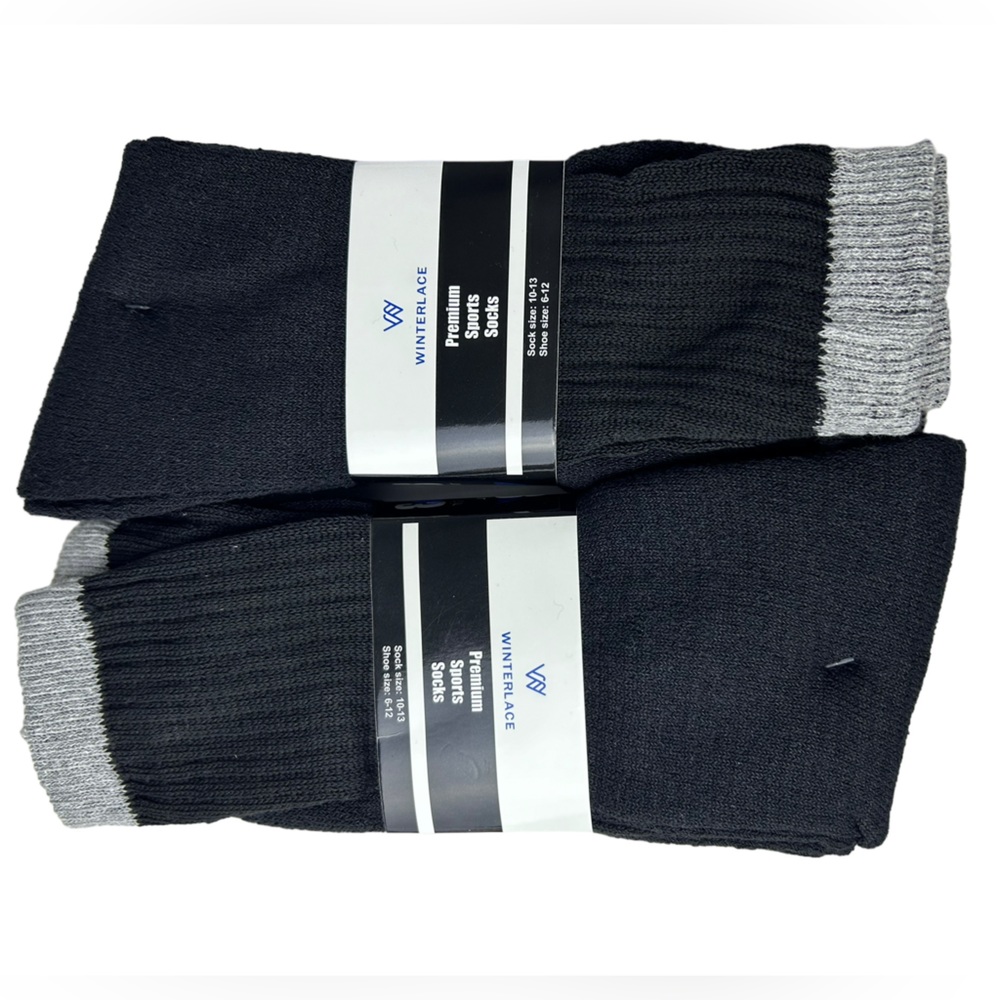 WINTERLACE 6 Pairs Men’s Premium‎ Sport Socks. Sock Size 12-13 Shoe Size 6-12